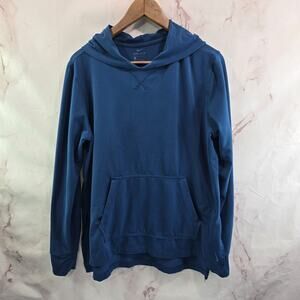 Nike Hoodie Womens Large Blue Yoga Lightweight Cover Up Hi Low Fleece Lined Run